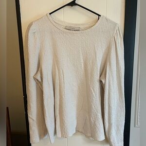 EUC Cream Loft Textured Puff-Sleeve Top - Large